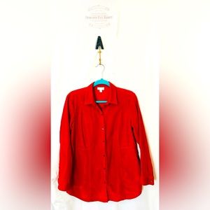 J. Jill Long Sleeve Red Cotton Corduroy Shirt